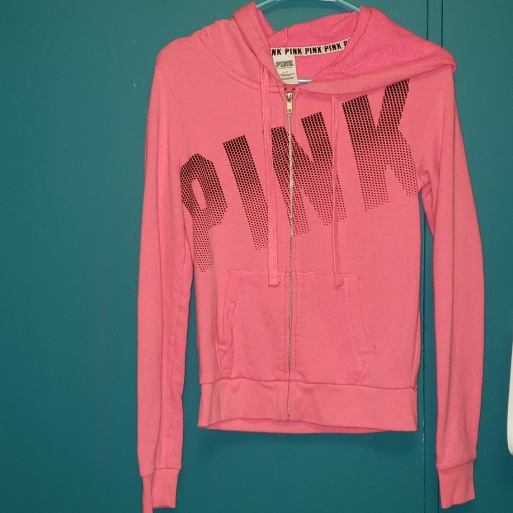 PINK VICTORIA SECRET ZIP UP HOODIE